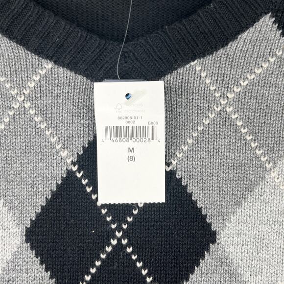 Gap Boys Argyle Sweater Soft Black Gray Medium M New - Picture 7 of 13